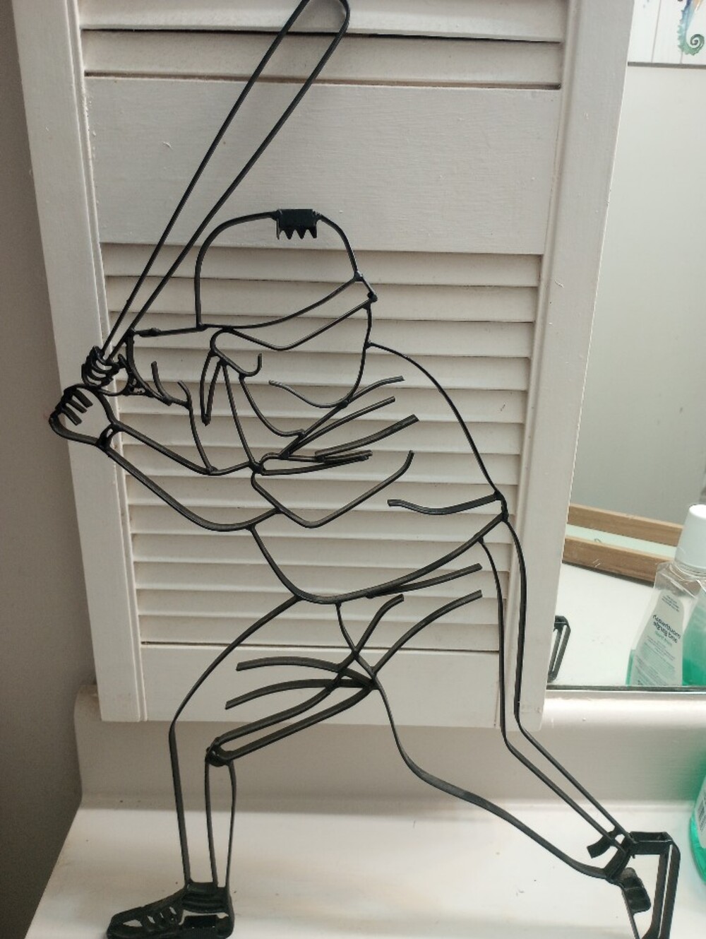 Metal Silhouette Baseball Player Wall Art